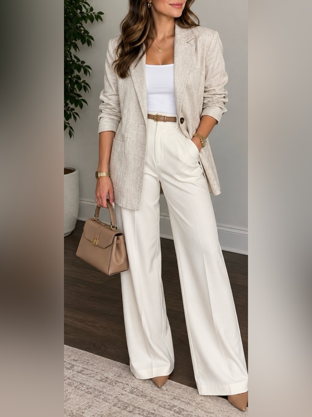 Anthropologie DREW Linen Beige Blazer